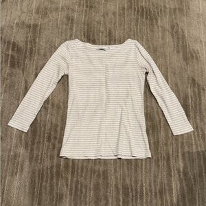 Vineyard Vines Cream and Tan Fitted Long Sleeve Striped Shirt Size XS